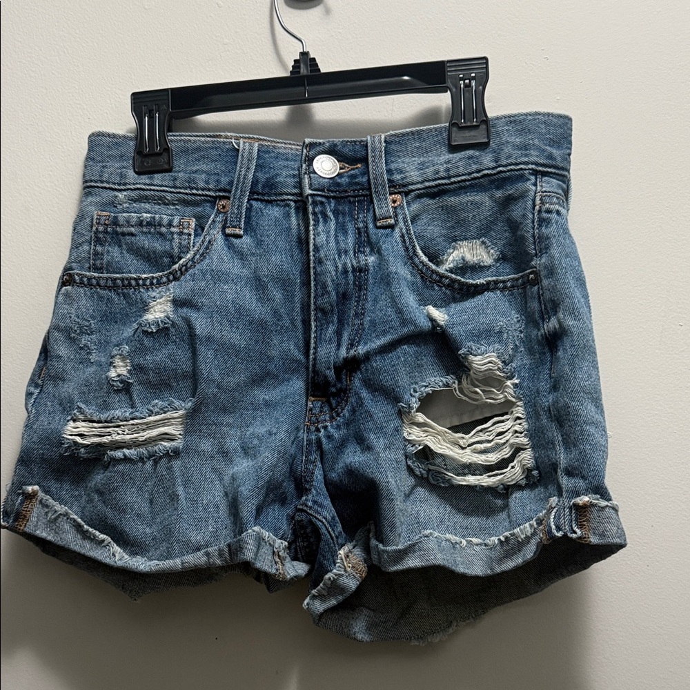 Aeropostale Blue Distressed Jean Shorts